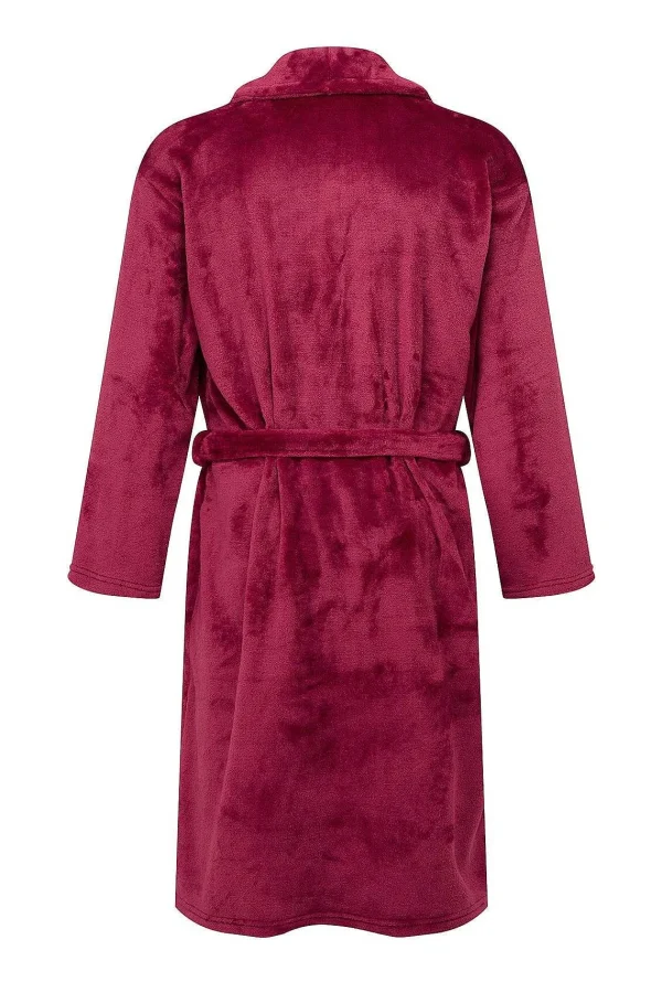 Marlon Sleepwear Mens Collared Fleece Robe In Wine*Women Nightwear