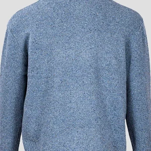 Aran Woollen Mills Men'S Donegal Blend V-Neck Zip Sweater In Blue*Women Jumpers & Cardigans