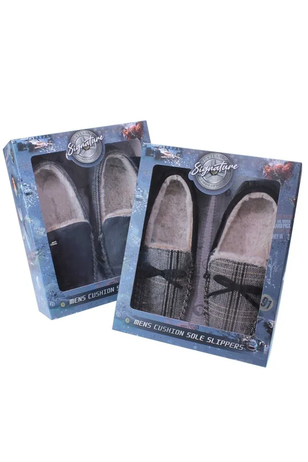 Portland Mens Luxury Moccasin Slippers In Tweed*Women Nightwear