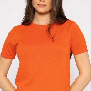 Kelly & Grace Weekend Merino Short Sleeve Crew In Orange*Women Jumpers & Cardigans