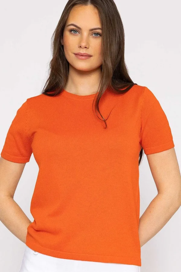 Kelly & Grace Weekend Merino Short Sleeve Crew In Orange*Women Jumpers & Cardigans