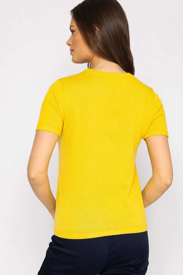 Kelly & Grace Weekend Merino Short Sleeve Crew In Yellow*Women Jumpers & Cardigans