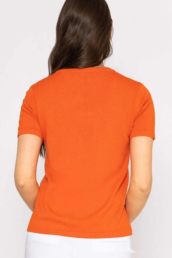 Kelly & Grace Weekend Merino Short Sleeve Crew In Orange*Women Jumpers & Cardigans