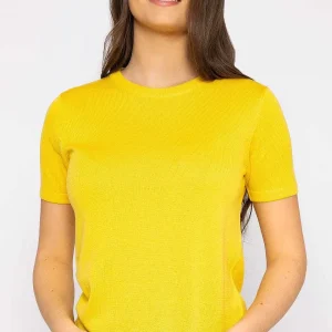 Kelly & Grace Weekend Merino Short Sleeve Crew In Yellow*Women Jumpers & Cardigans