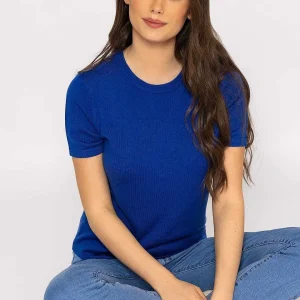 Kelly & Grace Weekend Merino Short Sleeve Crew In Cobalt*Women Jumpers & Cardigans