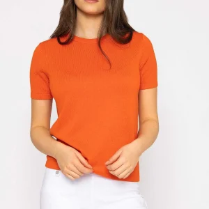 Kelly & Grace Weekend Merino Short Sleeve Crew In Orange*Women Jumpers & Cardigans