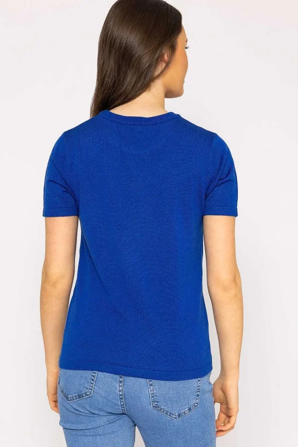 Kelly & Grace Weekend Merino Short Sleeve Crew In Cobalt*Women Jumpers & Cardigans