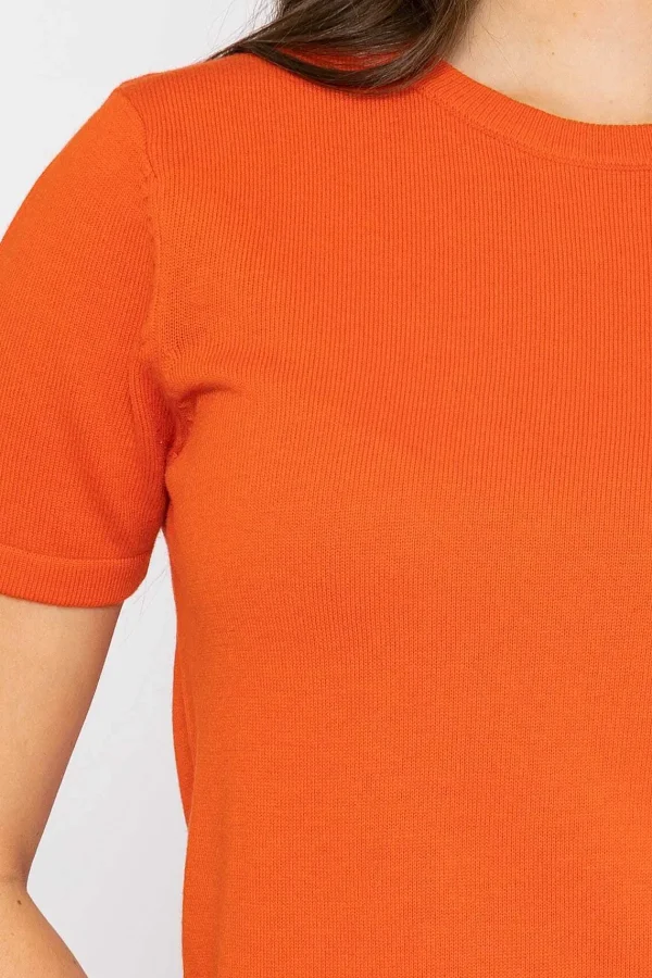 Kelly & Grace Weekend Merino Short Sleeve Crew In Orange*Women Jumpers & Cardigans