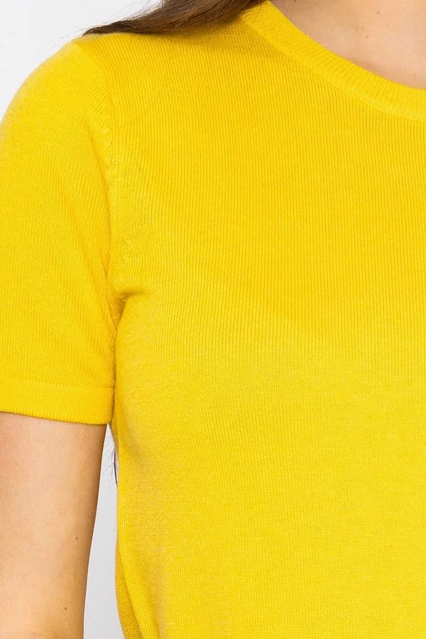 Kelly & Grace Weekend Merino Short Sleeve Crew In Yellow*Women Jumpers & Cardigans