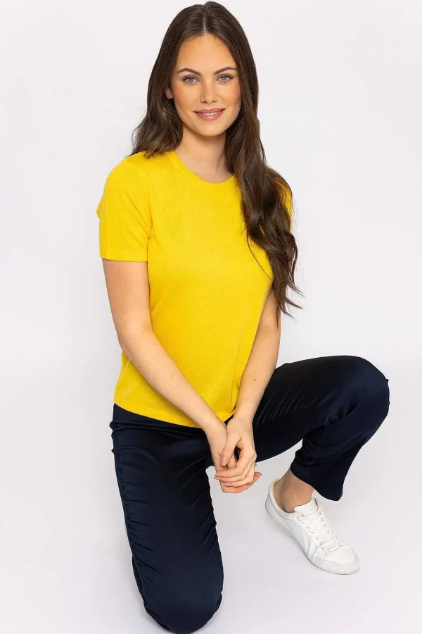 Kelly & Grace Weekend Merino Short Sleeve Crew In Yellow*Women Jumpers & Cardigans