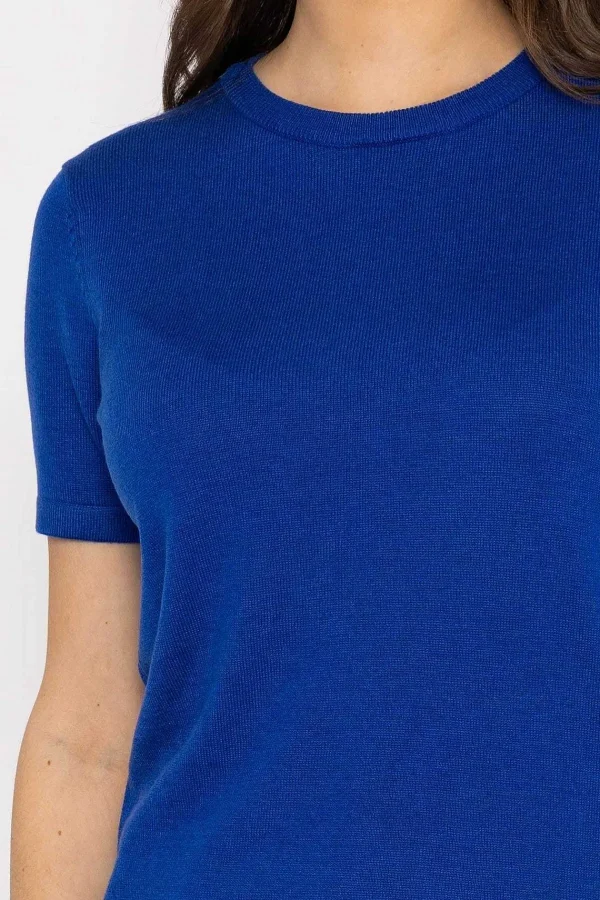 Kelly & Grace Weekend Merino Short Sleeve Crew In Cobalt*Women Jumpers & Cardigans