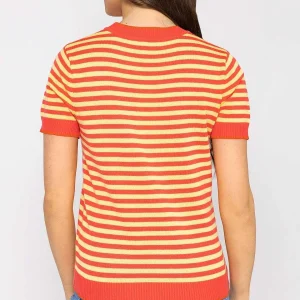 Kelly & Grace Weekend Merino Stripe Crew In Coral*Women Jumpers & Cardigans