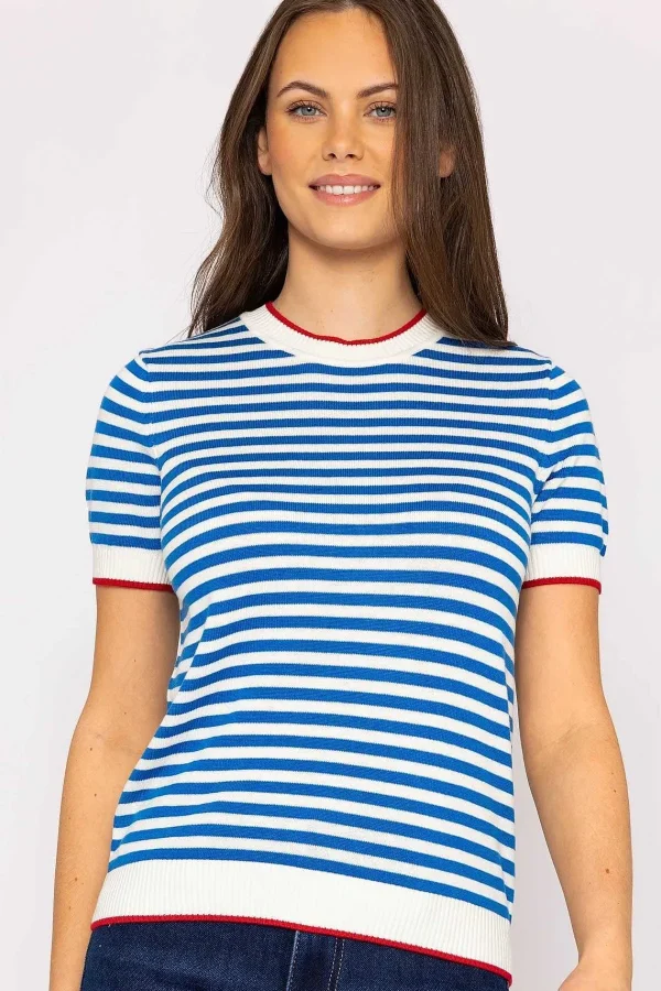 Kelly & Grace Weekend Merino Stripe Crew In Navy*Women Jumpers & Cardigans