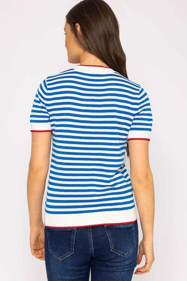 Kelly & Grace Weekend Merino Stripe Crew In Navy*Women Jumpers & Cardigans