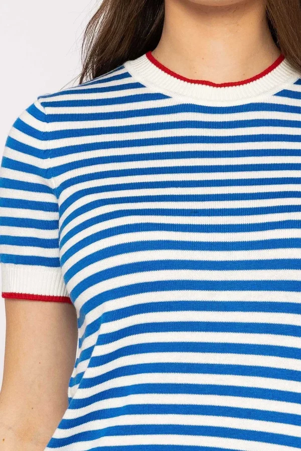 Kelly & Grace Weekend Merino Stripe Crew In Navy*Women Jumpers & Cardigans