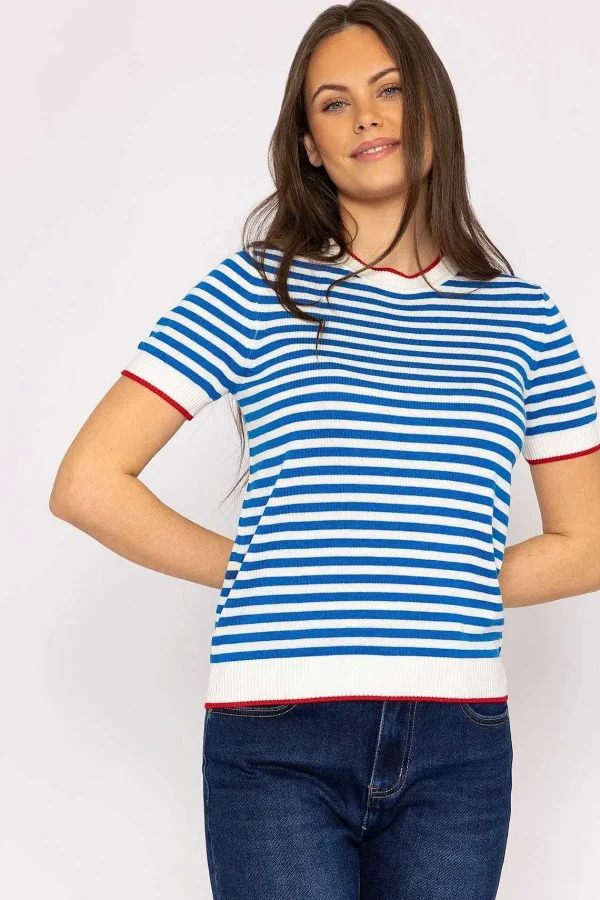 Kelly & Grace Weekend Merino Stripe Crew In Navy*Women Jumpers & Cardigans