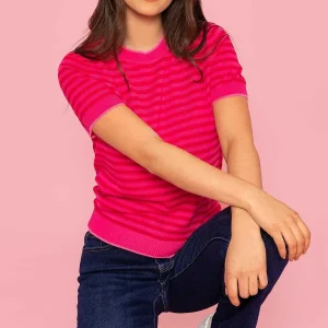 Kelly & Grace Weekend Merino Stripe Crew In Pink*Women Jumpers & Cardigans