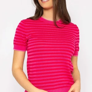 Kelly & Grace Weekend Merino Stripe Crew In Pink*Women Jumpers & Cardigans