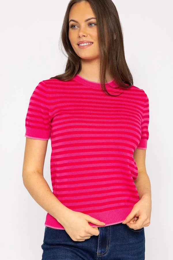 Kelly & Grace Weekend Merino Stripe Crew In Pink*Women Jumpers & Cardigans