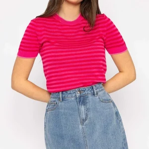 Kelly & Grace Weekend Merino Stripe Crew In Pink*Women Jumpers & Cardigans