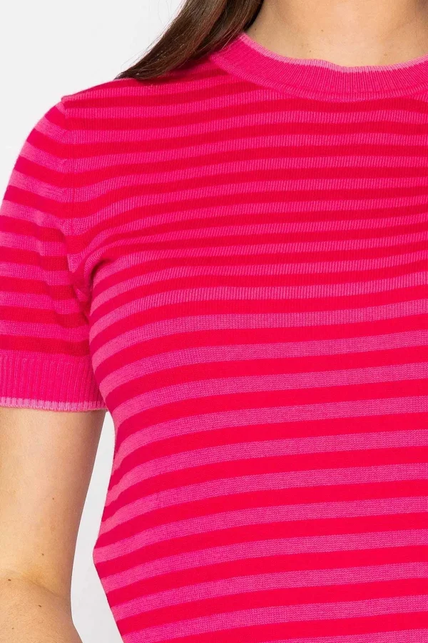 Kelly & Grace Weekend Merino Stripe Crew In Pink*Women Jumpers & Cardigans