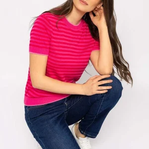 Kelly & Grace Weekend Merino Stripe Crew In Pink*Women Jumpers & Cardigans