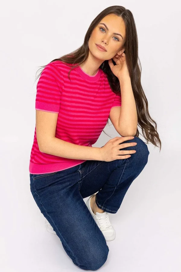 Kelly & Grace Weekend Merino Stripe Crew In Pink*Women Jumpers & Cardigans