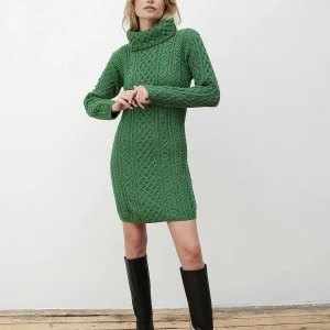 Aran Woollen Mills Merino Wool Knitted Roll Neck Tunic In Green*Women Jumpers & Cardigans