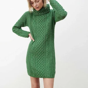 Aran Woollen Mills Merino Wool Knitted Roll Neck Tunic In Green*Women Jumpers & Cardigans