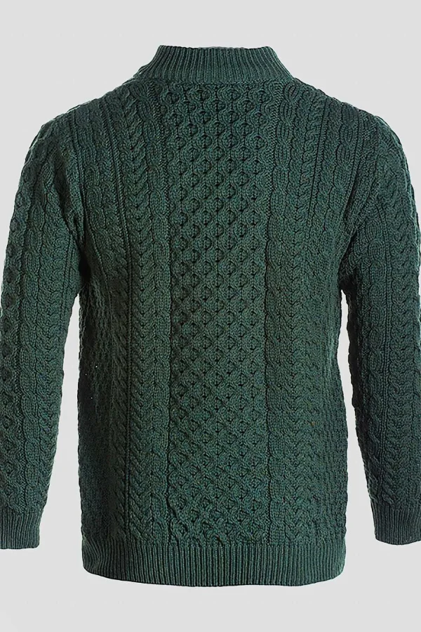 Aran Woollen Mills Merino Wool Sweater With Zip In Khaki*Women Jumpers & Cardigans