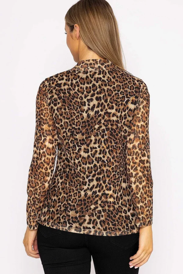 Rowen Avenue Mesh High Neck Top In Leopard Print*Women Tops & Blouses