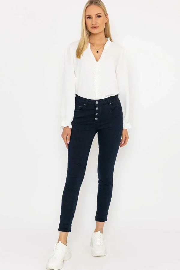 Pala D'oro Navy Button Front Jeans*Women Jeans & Trousers