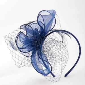 SOUL Accessories Navy Hairband Fascinator With Net & Feathers* Fascinators
