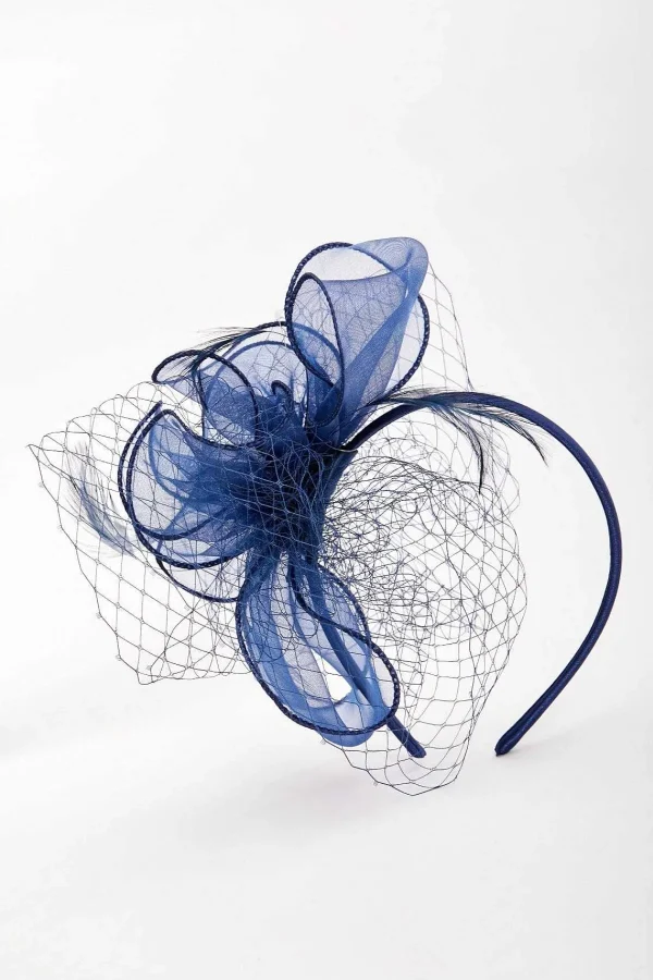 SOUL Accessories Navy Hairband Fascinator With Net & Feathers* Fascinators