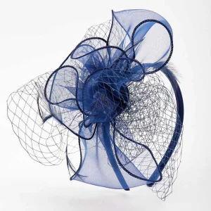SOUL Accessories Navy Hairband Fascinator With Net & Feathers* Fascinators