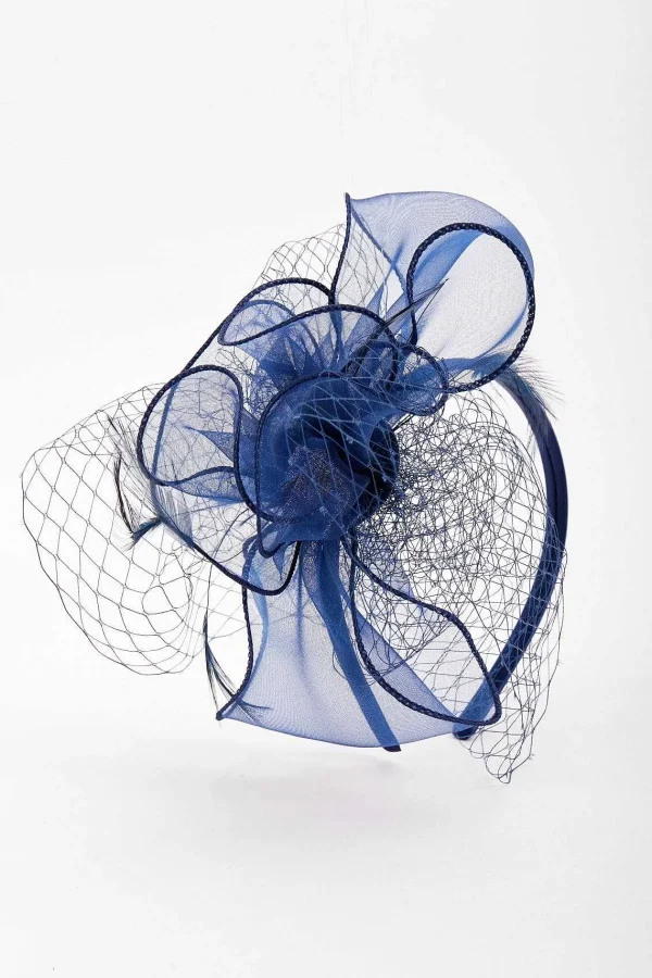 SOUL Accessories Navy Hairband Fascinator With Net & Feathers* Fascinators