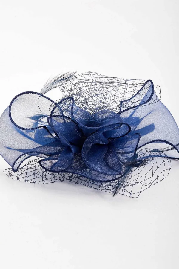 SOUL Accessories Navy Hairband Fascinator With Net & Feathers* Fascinators