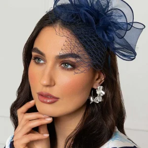 SOUL Accessories Navy Hairband Fascinator With Net & Feathers* Fascinators