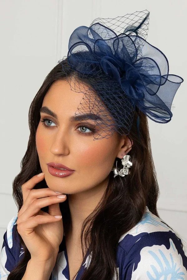 SOUL Accessories Navy Hairband Fascinator With Net & Feathers* Fascinators