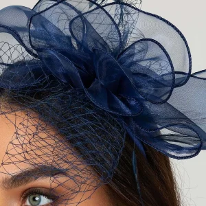 SOUL Accessories Navy Hairband Fascinator With Net & Feathers* Fascinators