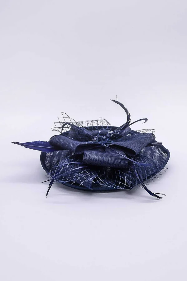 SOUL Accessories Navy Hairband Net & Feather Fascinator* Fascinators
