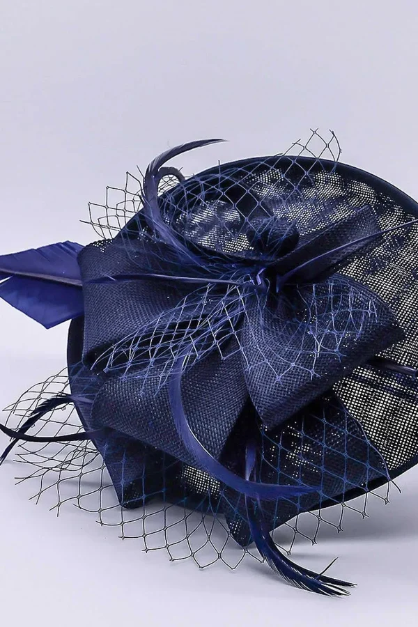 SOUL Accessories Navy Hairband Net & Feather Fascinator* Fascinators