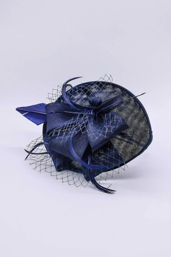 SOUL Accessories Navy Hairband Net & Feather Fascinator* Fascinators