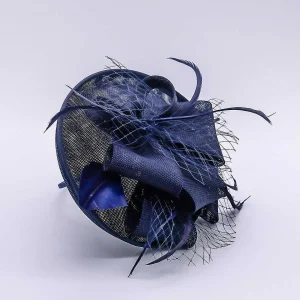 SOUL Accessories Navy Hairband Net & Feather Fascinator* Fascinators