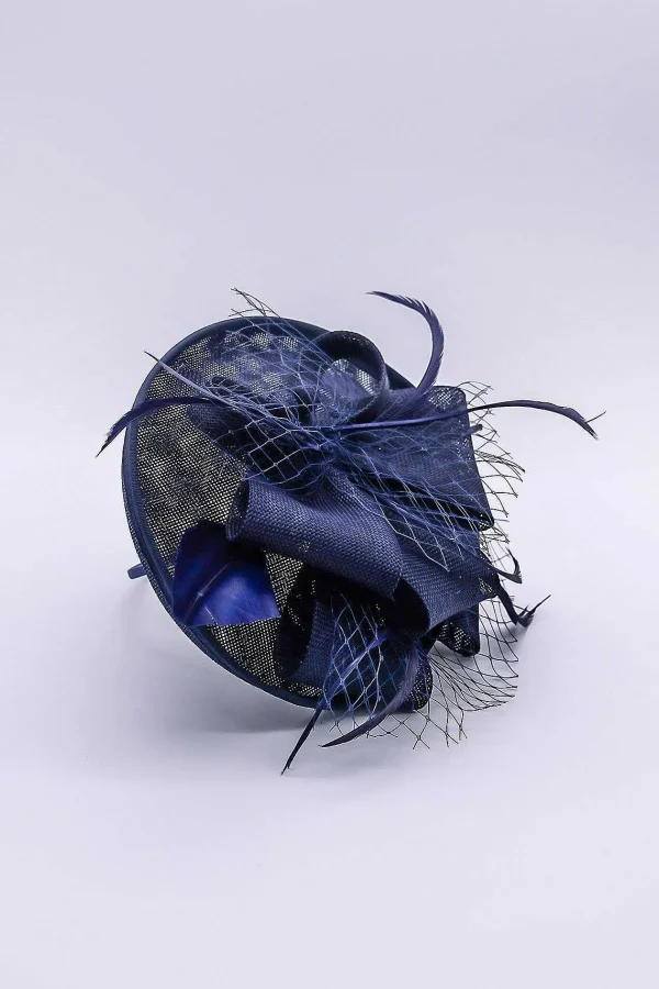 SOUL Accessories Navy Hairband Net & Feather Fascinator* Fascinators