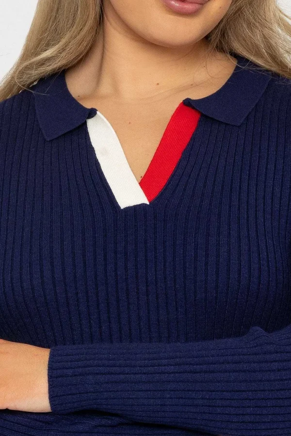 Rowen Avenue Navy Knitted Polo Jumper*Women Jumpers & Cardigans