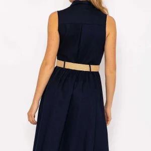 Rowen Avenue Navy Linen Sleeveless Shirt Dress*Women Dresses & Jumpsuits