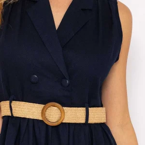 Rowen Avenue Navy Linen Sleeveless Shirt Dress*Women Dresses & Jumpsuits