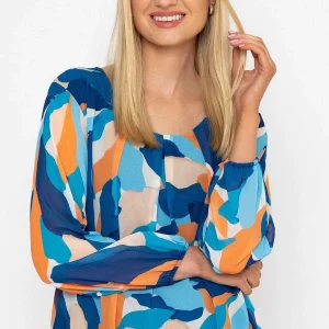 Pala D'oro Navy Printed Long Sleeve Blouse*Women Tops & Blouses