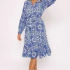 Rowen Avenue Norah Blue Printed Midi Dress* Sale Dresses